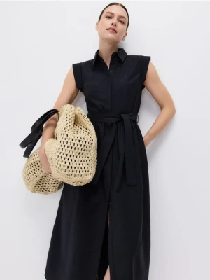 Reserved - Sukienka midi z wiązaniem - czarny