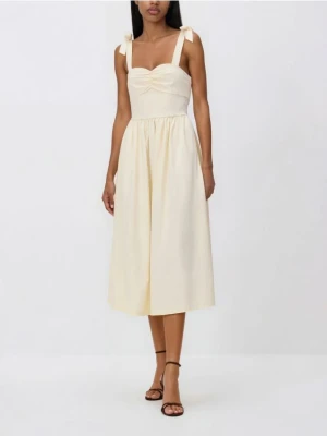 Reserved - Sukienka midi z wiązaniem - jasnożółty