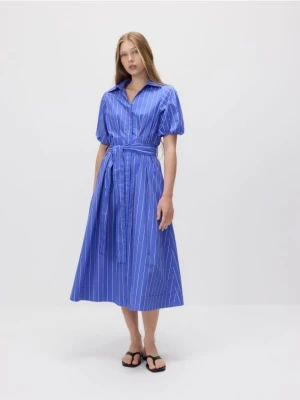 Reserved - Sukienka midi z wiązaniem - niebieski