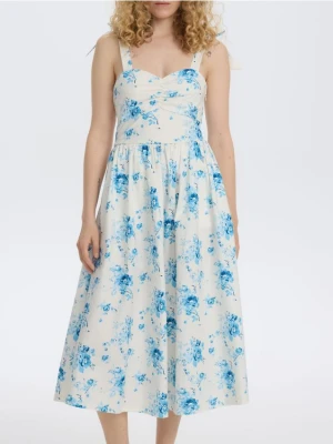 Reserved - Sukienka midi z wiązaniem - wielobarwny