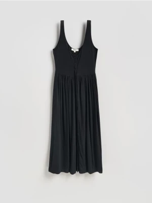 Reserved - Sukienka midi z wiskozą - czarny
