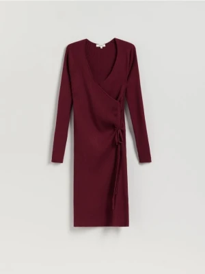 Reserved - Sukienka midi z wiskozy - bordowy