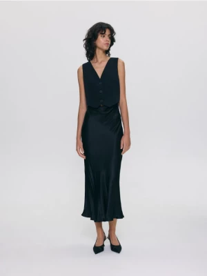 Reserved - Sukienka midi z wiskozy - czarny