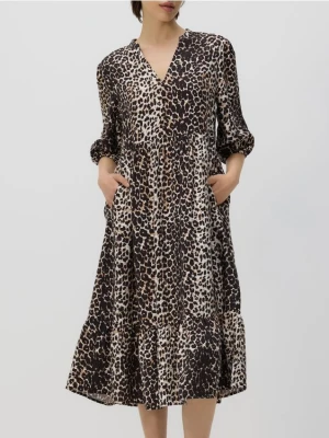 Reserved - Sukienka midi z wiskozy - wielobarwny