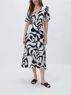 Reserved - Sukienka midi - złamana biel