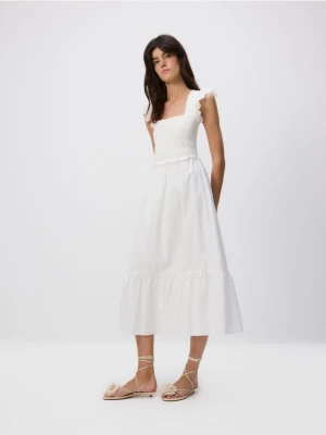 Reserved - Sukienka midi - złamana biel