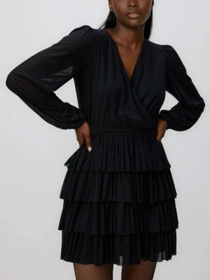 Reserved - Sukienka mini w groszki - czarny