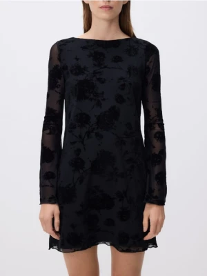 Reserved - Sukienka mini w kwiaty - czarny