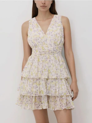 Reserved - Sukienka mini w kwiaty - wielobarwny