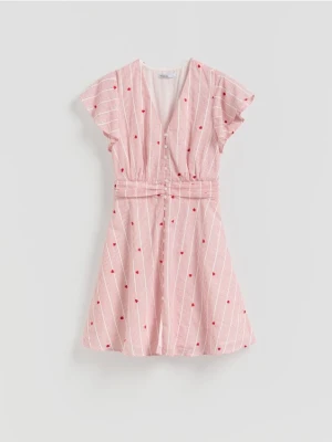 Reserved - Sukienka mini w paski - czerwony