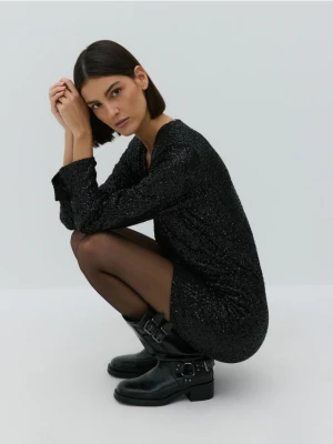 Reserved - Sukienka mini z cekinami - czarny