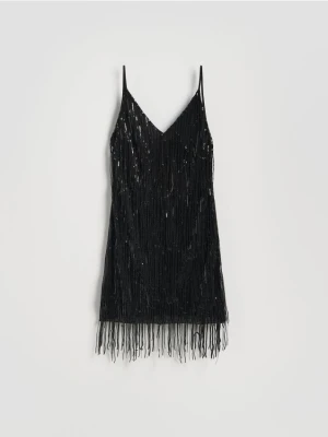 Reserved - Sukienka mini z cekinami - czarny