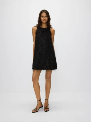 Reserved - Sukienka mini z dekoltem halter - czarny
