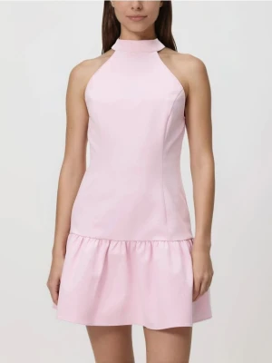 Reserved - Sukienka mini z dekoltem halter - różowy