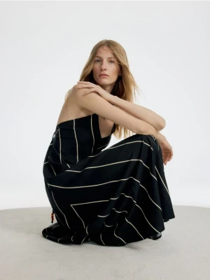 Reserved - Sukienka mini z dodatkiem lnu - czarny