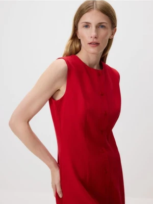 Reserved - Sukienka mini z dodatkiem lnu - czerwony