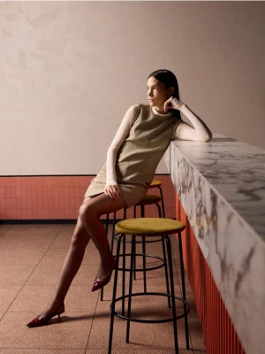 Reserved - Sukienka mini z domieszką wełny - wielobarwny