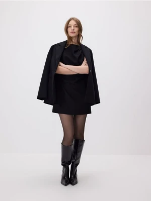Reserved - Sukienka mini z drapowaniem - czarny
