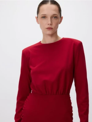 Reserved - Sukienka mini z drapowaniem - czerwony