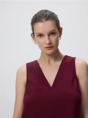 Reserved - Sukienka mini z falbaną - bordowy