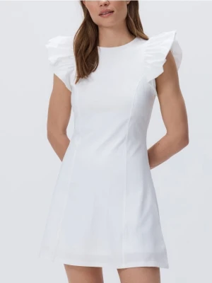 Reserved - Sukienka mini z falbanami - biały
