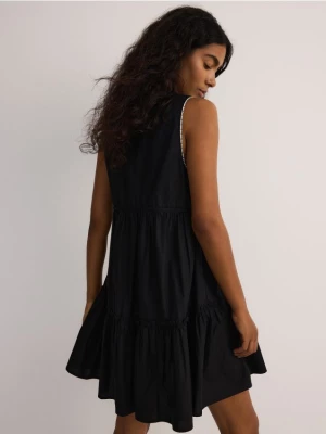 Reserved - Sukienka mini z falbanami - czarny