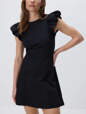 Reserved - Sukienka mini z falbanami - czarny