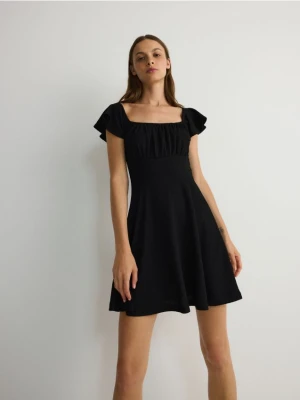 Reserved - Sukienka mini z falbanami - czarny