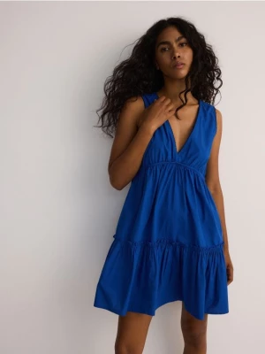 Reserved - Sukienka mini z falbanami - niebieski