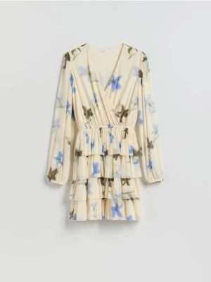 Reserved - Sukienka mini z falbanami - wielobarwny