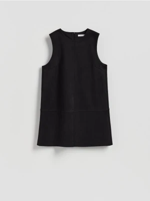 Reserved - Sukienka mini z imitacji zamszu - czarny