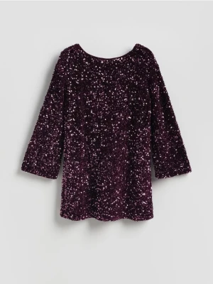 Reserved - Sukienka mini z kokardą - ciemnofioletowy