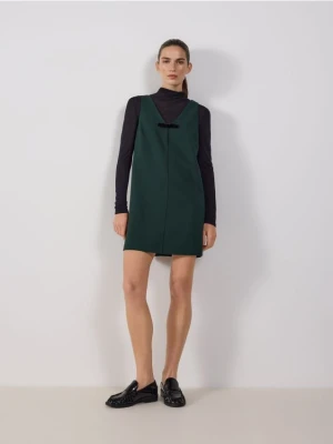 Reserved - Sukienka mini z kokardą - ciemnozielony
