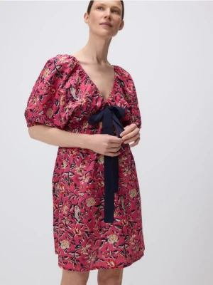 Reserved - Sukienka mini z kokardą - wielobarwny