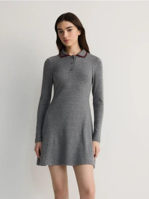 Reserved - Sukienka mini z kołnierzykiem - ciemnoszary