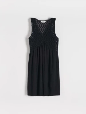 Reserved - Sukienka mini z koronką - czarny