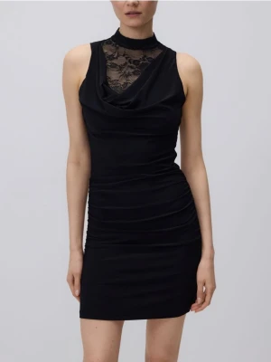 Reserved - Sukienka mini z koronką - czarny