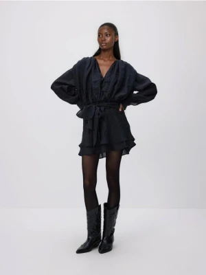 Reserved - Sukienka mini z lyocellem - czarny