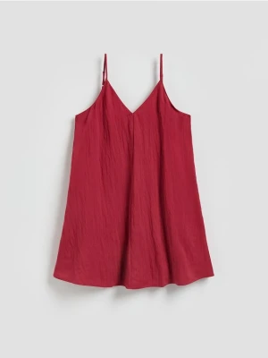 Reserved - Sukienka mini z lyocellem - czerwony