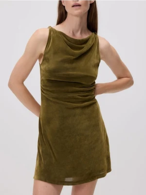 Reserved - Sukienka mini z marszczeniem - ciemnozielony