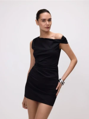 Reserved - Sukienka mini z marszczeniem - czarny