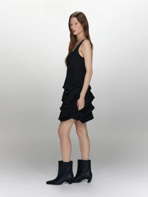 Reserved - Sukienka mini z marszczeniem - czarny