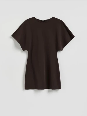 Reserved - Sukienka mini z modalem - ciemnobrązowy