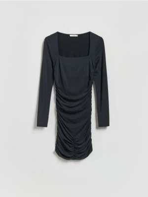 Reserved - Sukienka mini z modalem - ciemnoszary