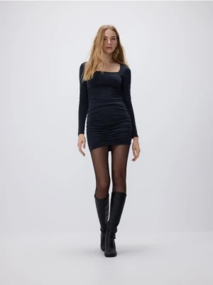 Reserved - Sukienka mini z modalem - ciemnoszary
