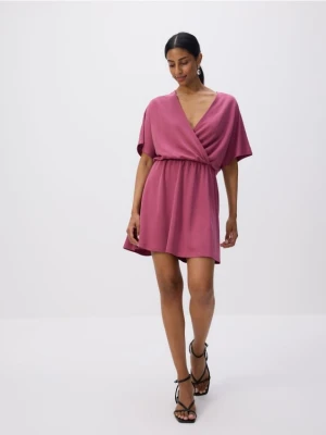Reserved - Sukienka mini z modalem - jasnofioletowy