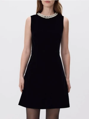 Reserved - Sukienka mini z ozdobnymi detalami - czarny