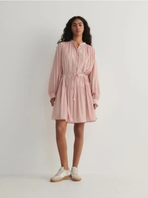 Reserved - Sukienka mini z paskiem - różowy