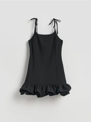 Reserved - Sukienka mini z wiązaniem - czarny