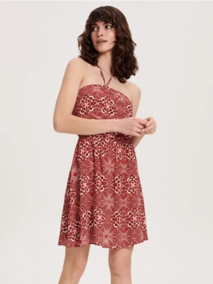 Reserved - Sukienka mini z wiązaniem - czerwony